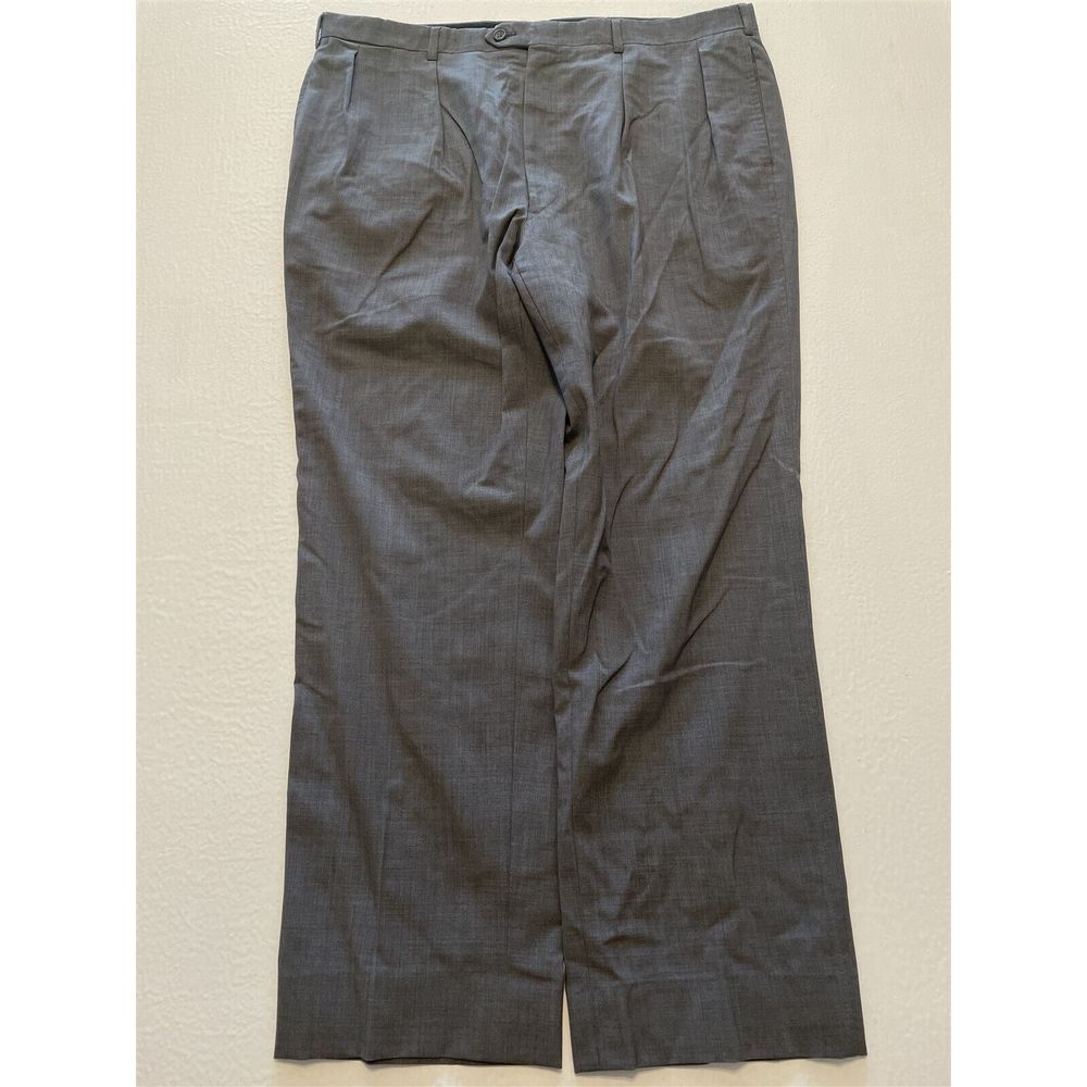 VTG Majer Slacks 38 x 30 USA MADE Gray‎ 100% Wool Hopsack Pleated Trousers